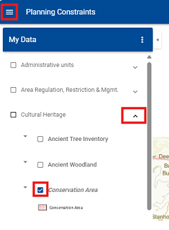 Example of the map menu