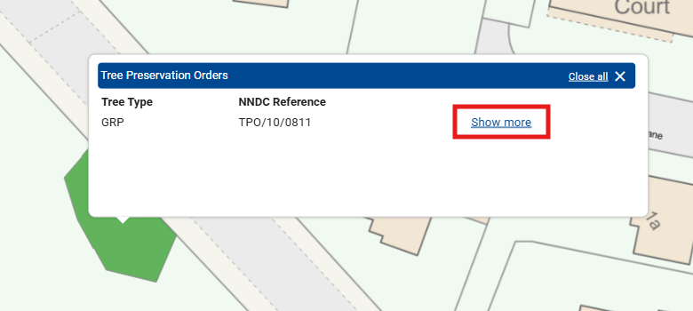 Highlight showing the show more button