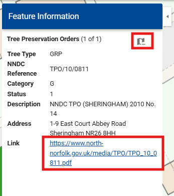 Highlight showing hyperlink to the feature